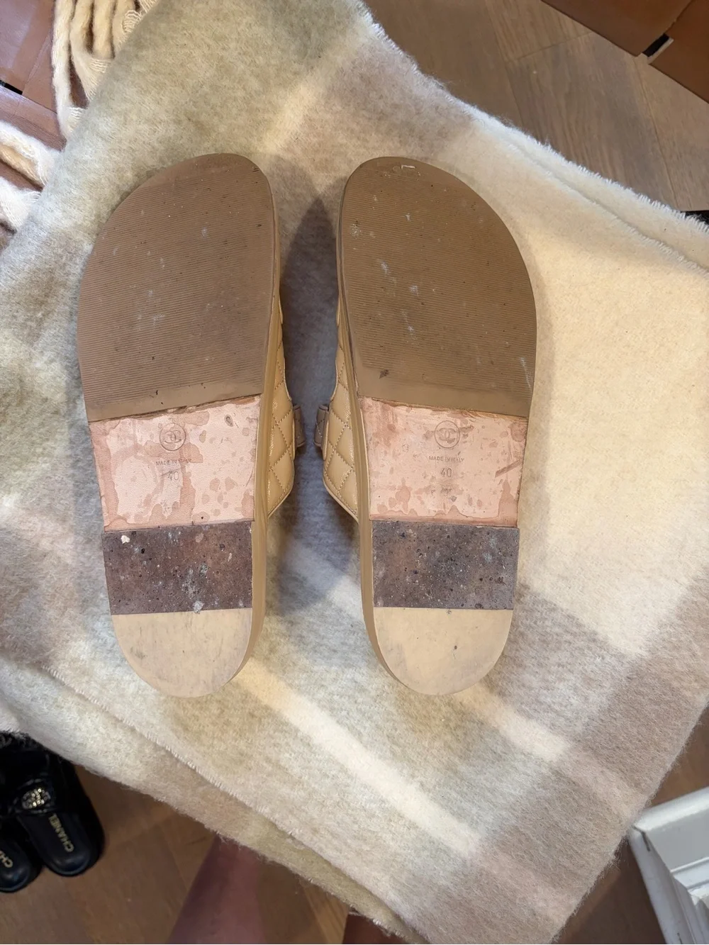 CHANEL beige quilted